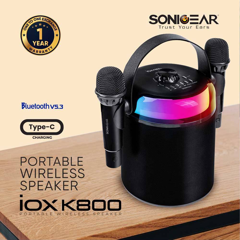 SonicGear iOX K800 Bluetooth Speaker – 40W Portable RGB Bluetooth 5.3 Karaoke Speaker with Dual Wireless Mics thumbnail 4