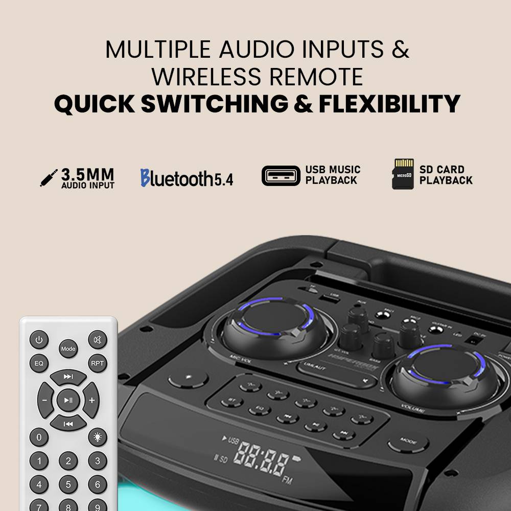 SonicGear HyperBox 1300 Pro Bluetooth 5.4 USB Playback Event Trolley Speaker with 2 Mic thumbnail 5
