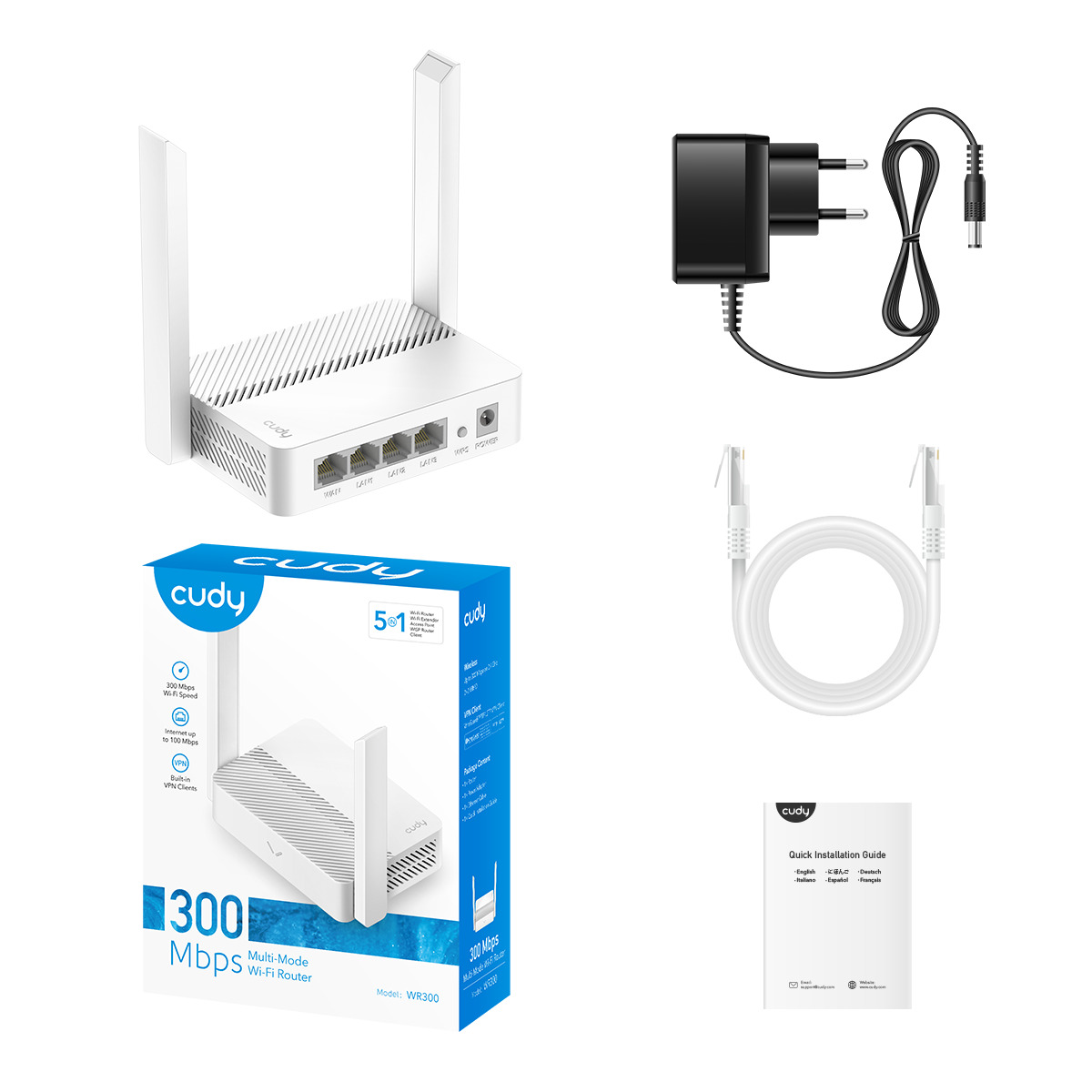 Cudy WR300 N300 Multi-Mode Wi-Fi Router – Access Point – Repeater – WISP Mode thumbnail 4