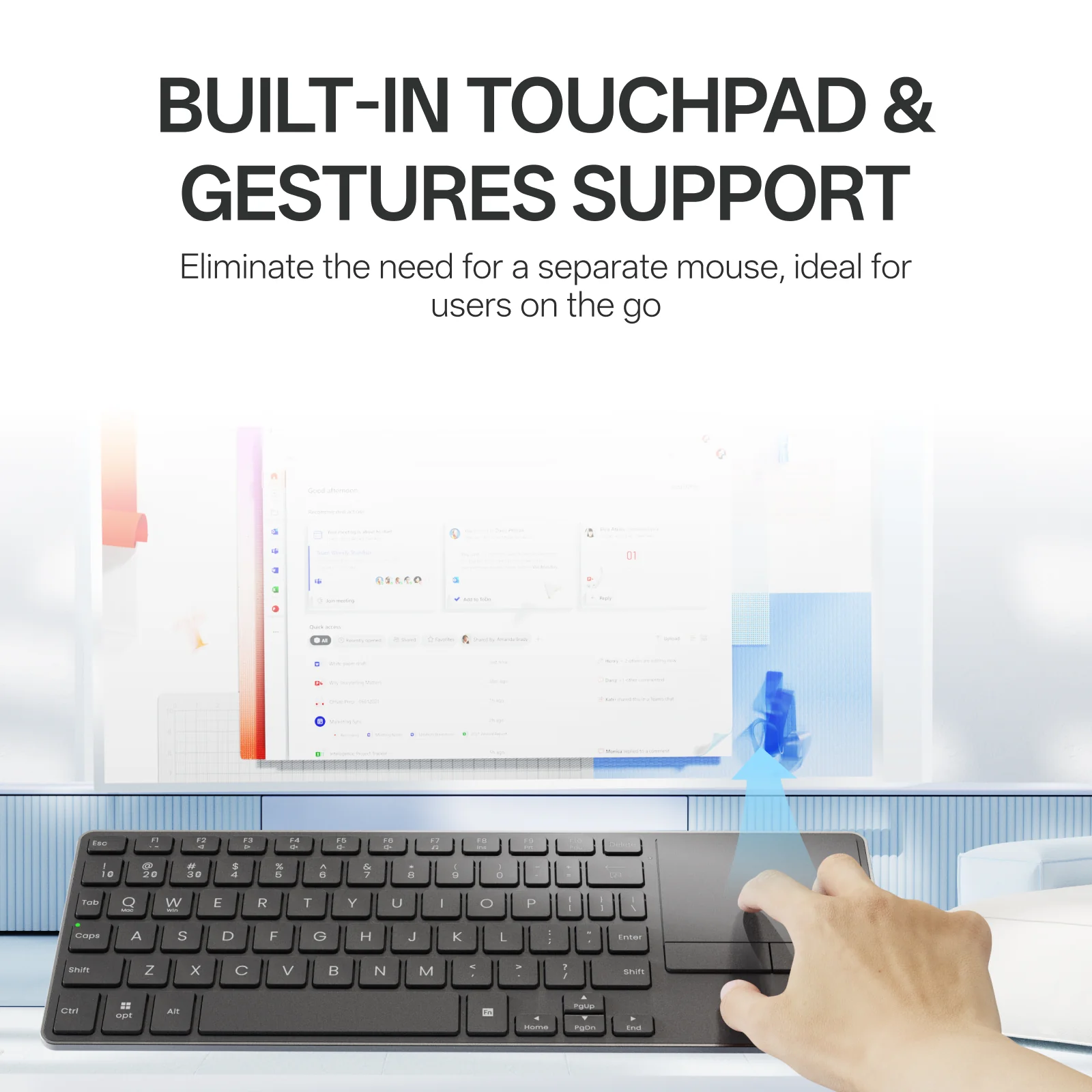Rapoo E900T Portable Mini Wireless Keyboard with Touchpad thumbnail 2