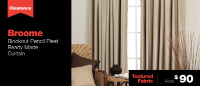 Broome Blockout Pencil Pleat Ready Made Curtain on clearance from $90