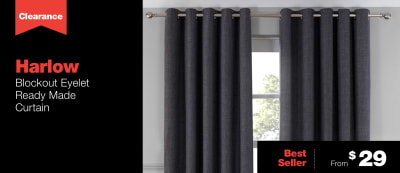 Harlow Blockout Eyelet Ready Made Curtain on clearance from $29