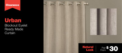 Urban Blockout Eyelet Ready Made Curtain on clearance from $30