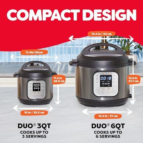 Instant Pot Duo Olla eléctrica a presión 7 en 1, olla de cocción lenta, olla de arroz, vaporizador, salteador, máquina de yogur, calentador y esterilizador, 3 cuartos de galón, acero inoxidable/negro - Image 3