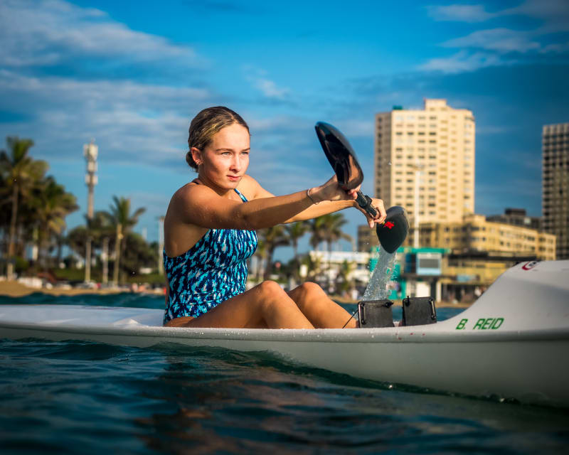 Surf ski kayak paddler athlete Durban beachfront KwaZulu-Natal — Kevin Rom PROFarazzi Media