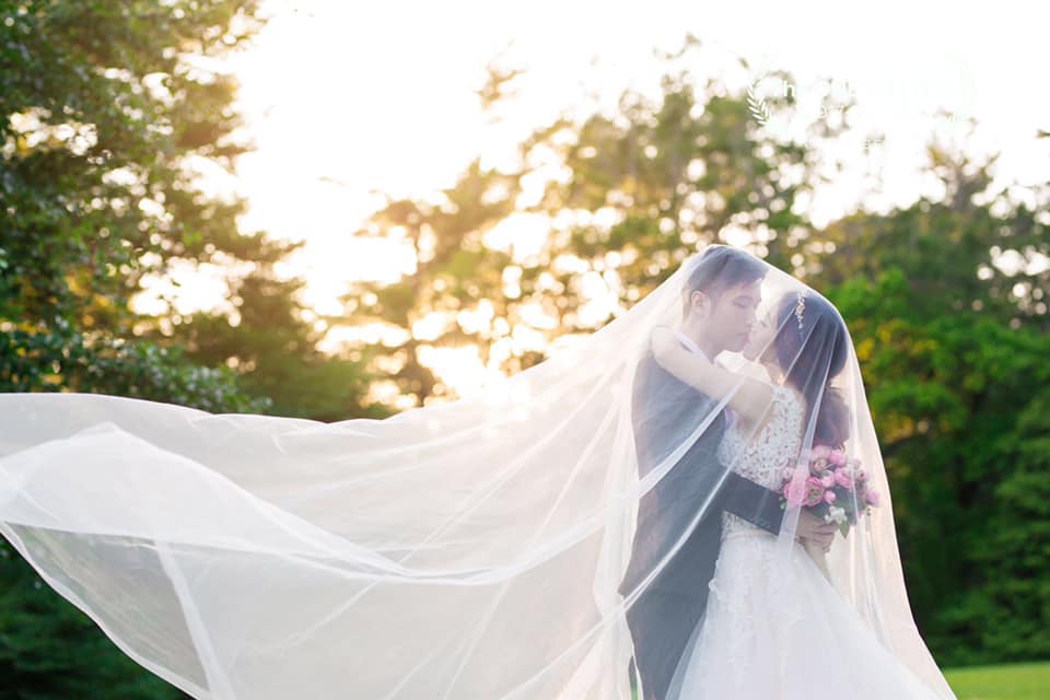 Photo of wedding stage set