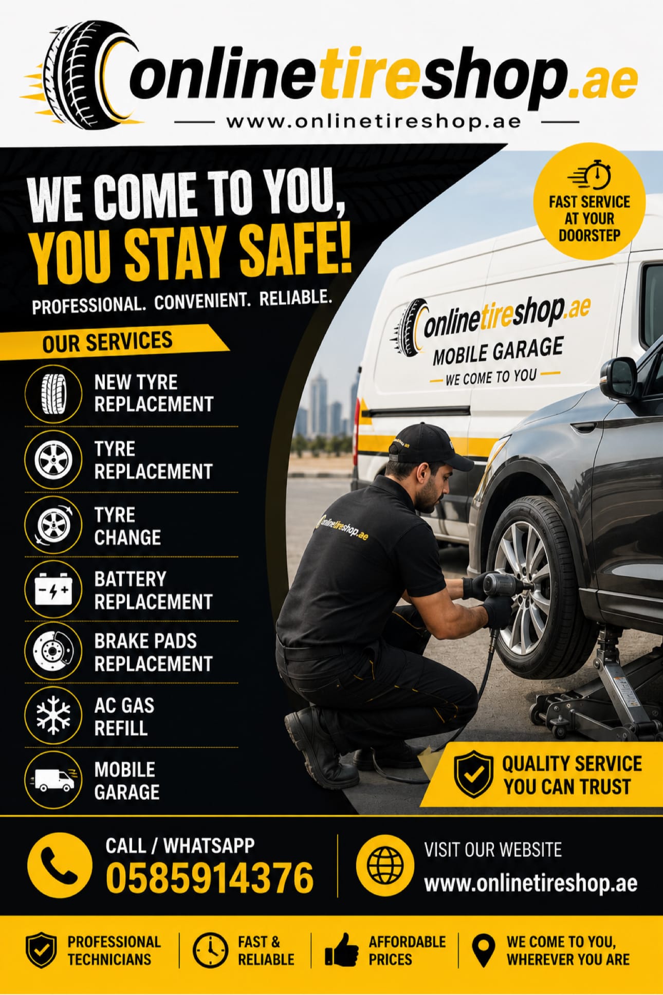 Tire Master Tire Repair Services - 24/7 Mobile Tyre Repair-Oil Change-Brake Pads-Mobile Mechanic Garage — Tire shop in Dubai