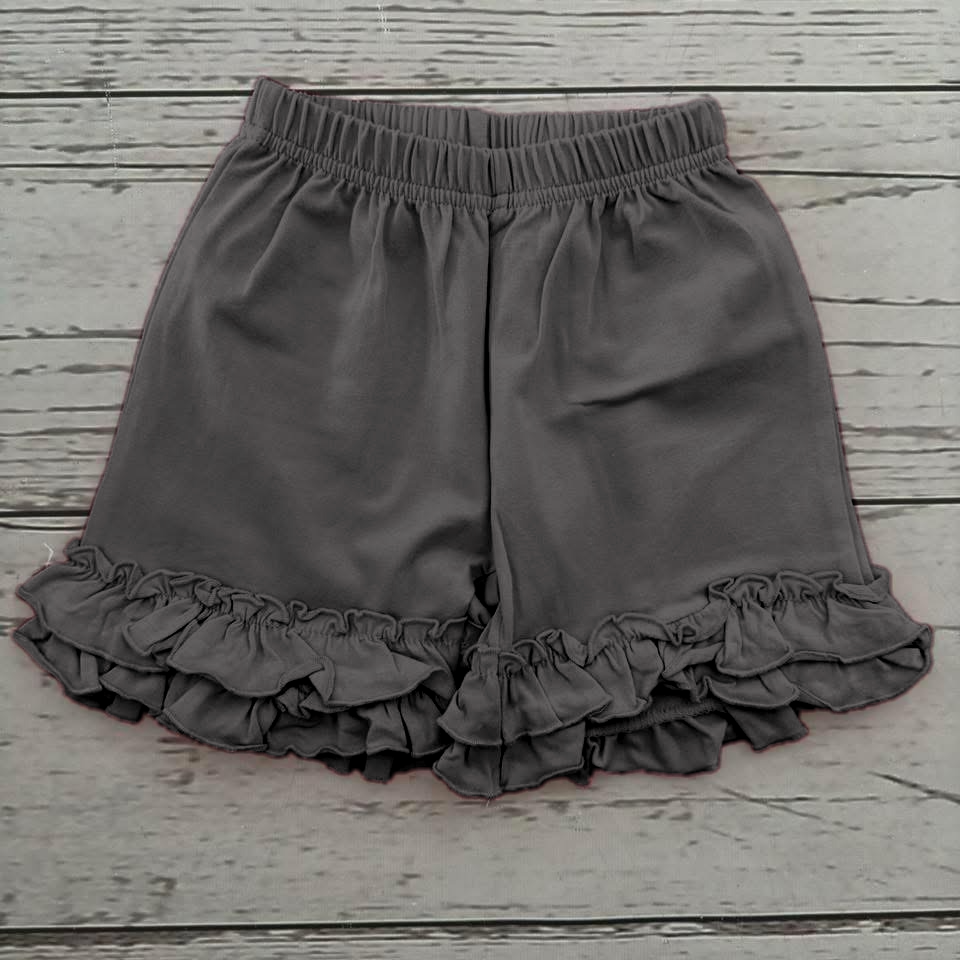 Girls Ruffle Shorts - Grey