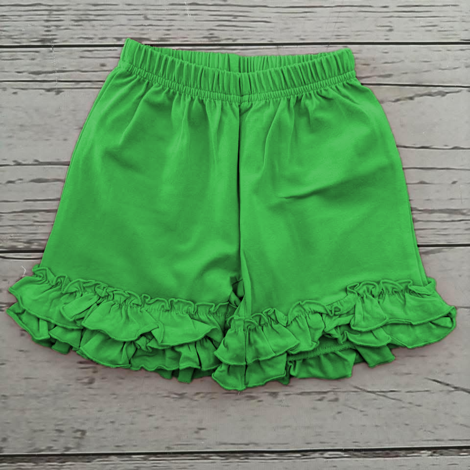 Girls Ruffle Shorts - Apple