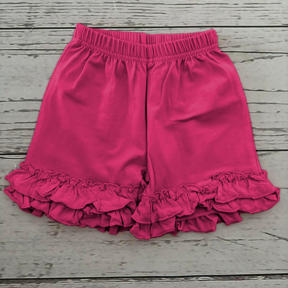 Girls Ruffle Shorts - Fuchsia