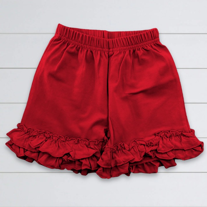 Girls Ruffle Shorts - Red