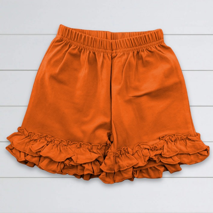 Girls Ruffle Shorts - Orange