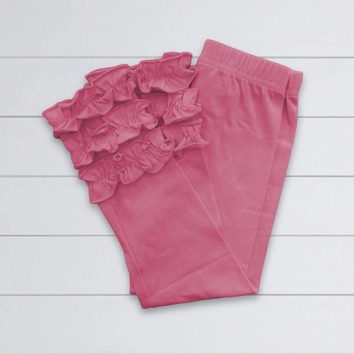 Girls Ruffle Leggings - Perfect Pink