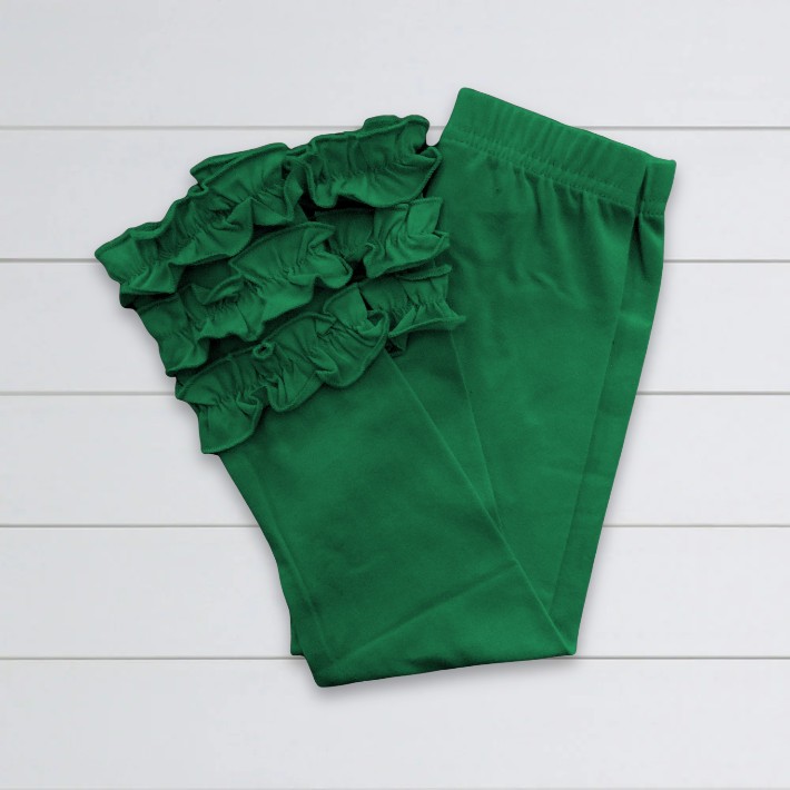 Girls Ruffle Leggings - Emerald