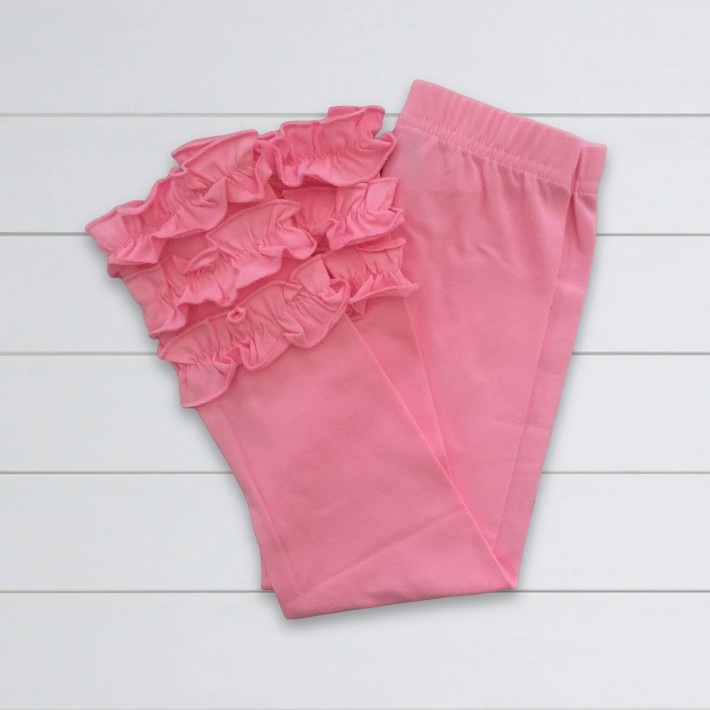 Girls Ruffle Leggings - Candy Pink