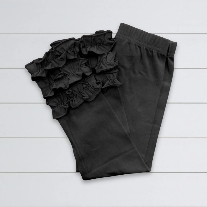 Girls Ruffle Leggings - Black