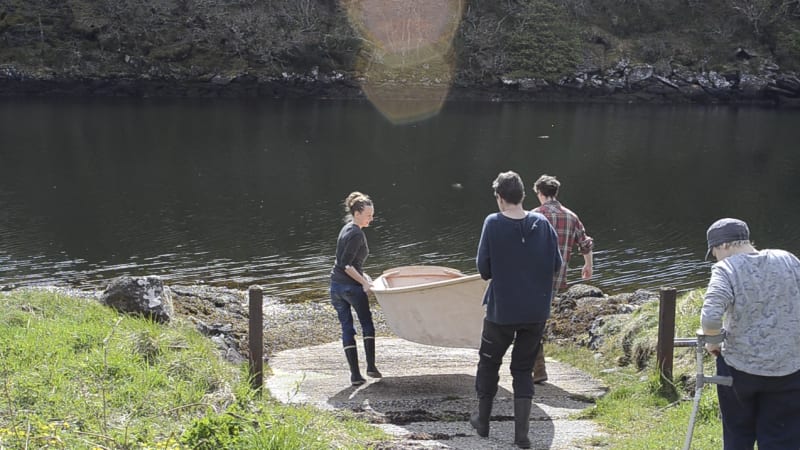 boatbuilders working on the boat