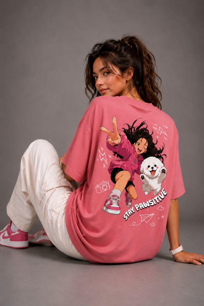 Stay Pawsitive – Premium Oversized T-Shirt — view 1
