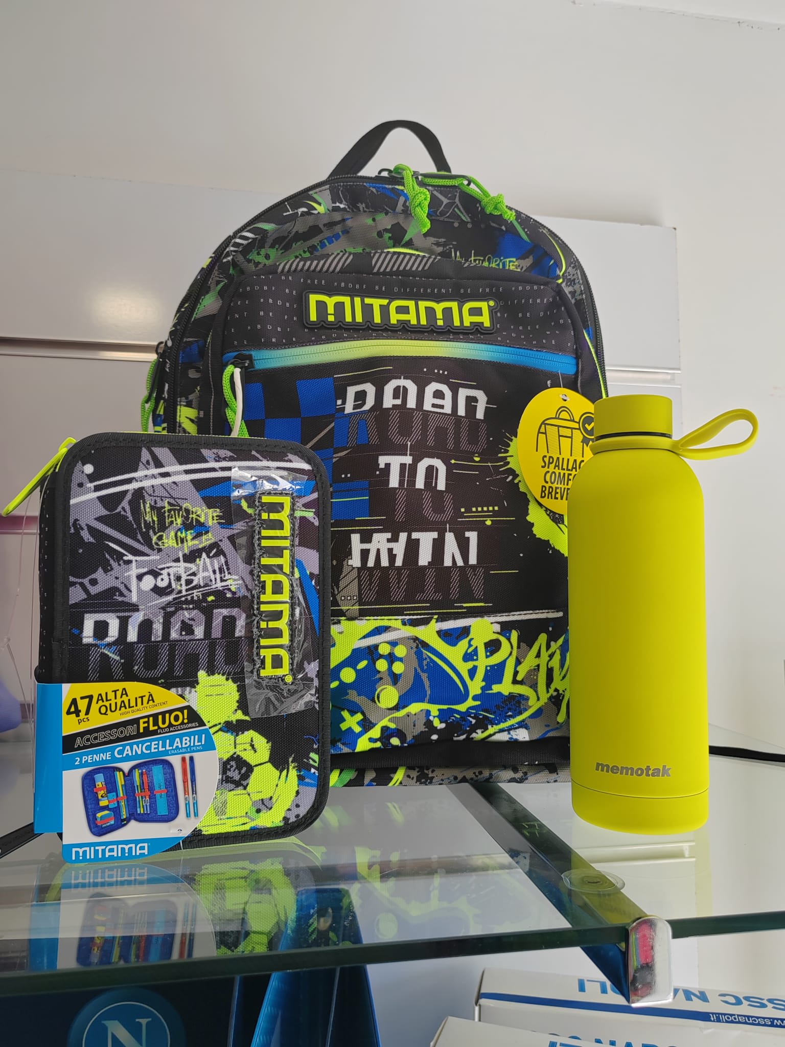 Set Completo zaino + astuccio 3 zip + borraccia termica