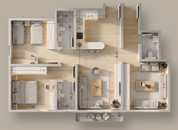 Type A2 (108 m²) – Building A
