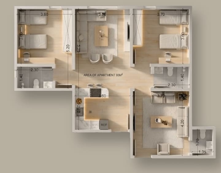 Type B3 (95 m²) – Building B