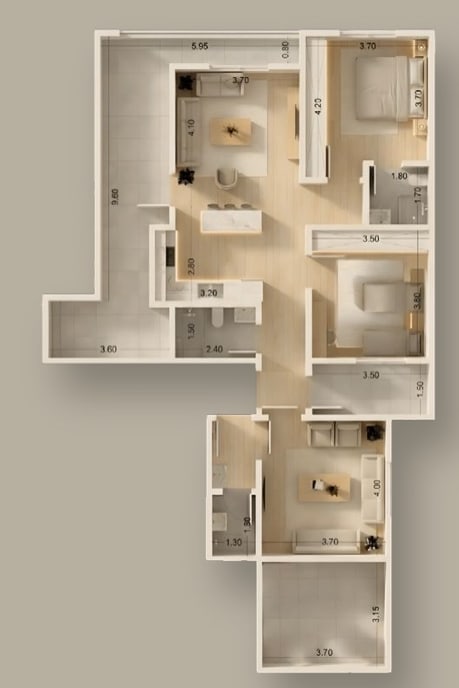 Penthouse B1 (144 m²) – Building B