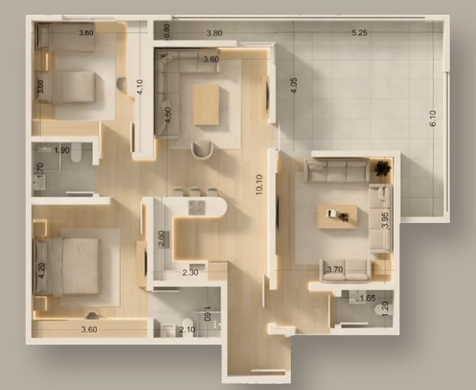 Penthouse B2 (129 m²) – Building B