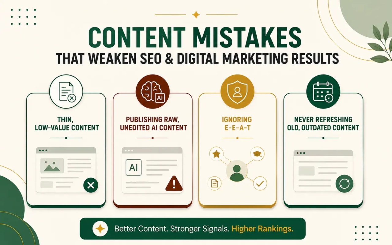 Mistakes in content writing and publishing that harm SEO for digital marketing