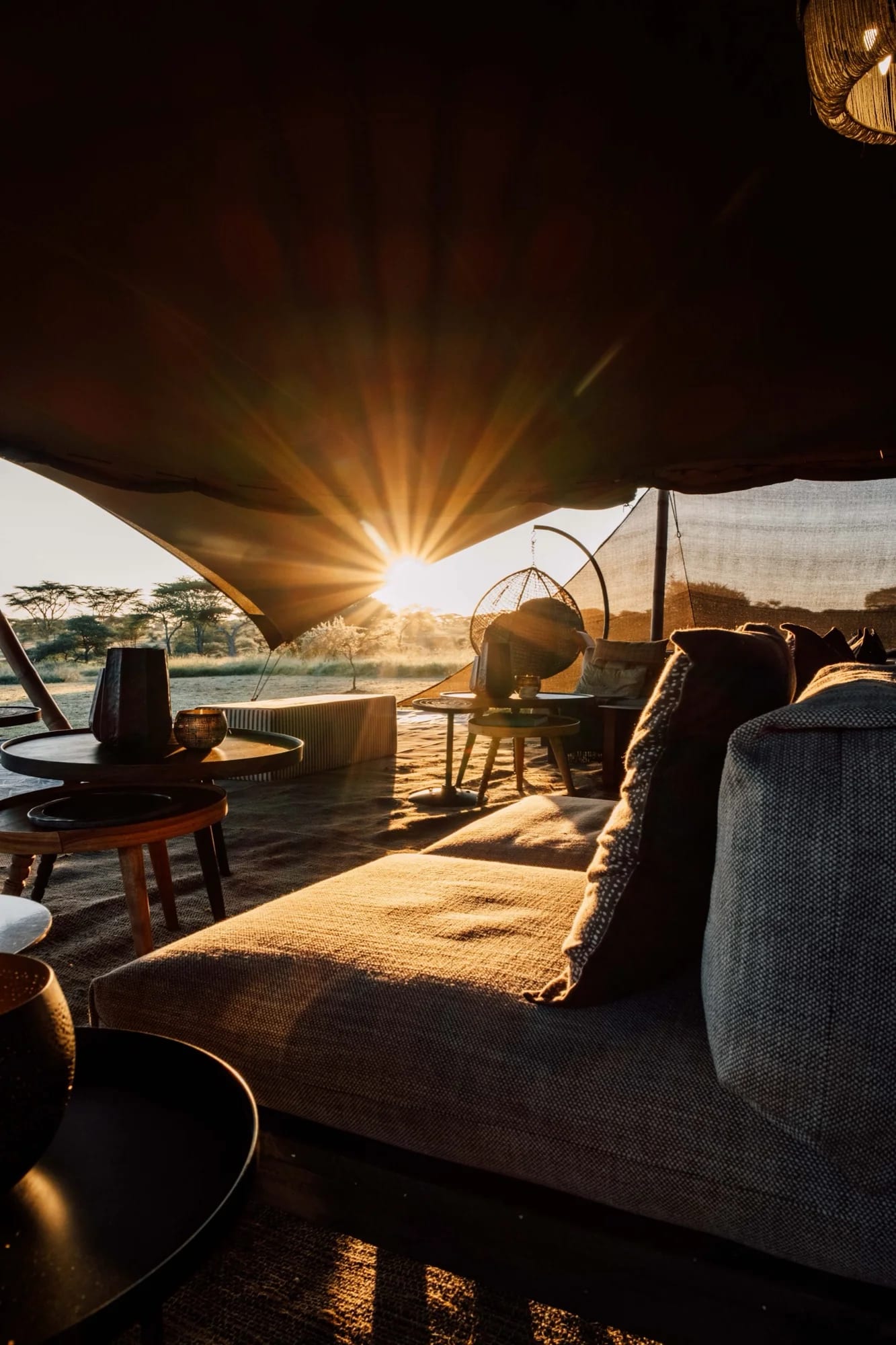 Before: An empty tent becomes sunrise with coffee and silence.