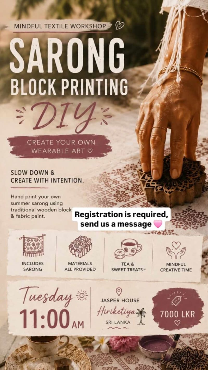 Sarong Block Printing - Event in Hiriketiya