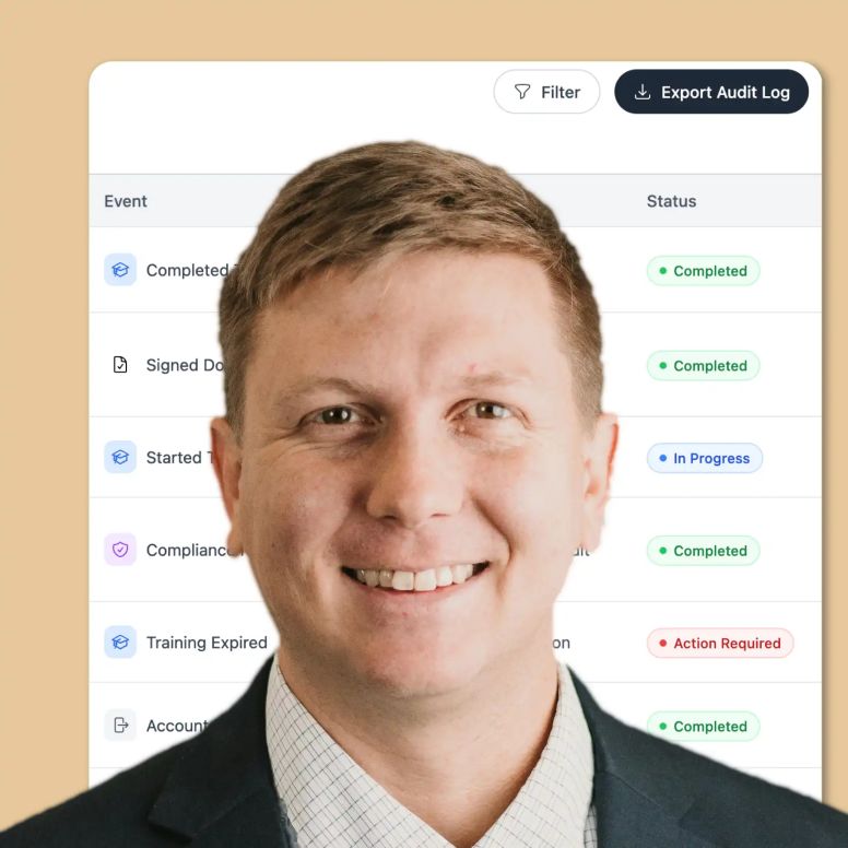 KnowQo HIPAA audit log showing complete compliance reporting and records.