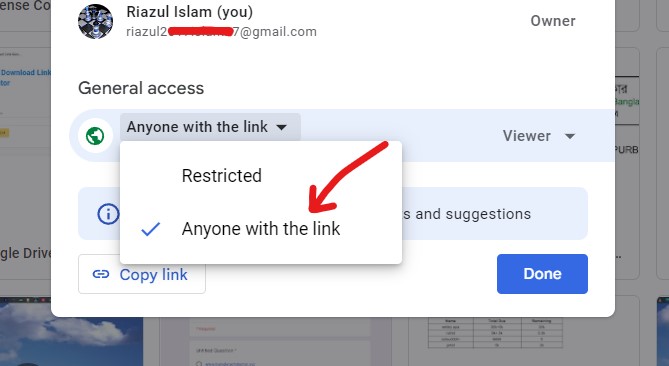 Step2: Change Restricted to Public link