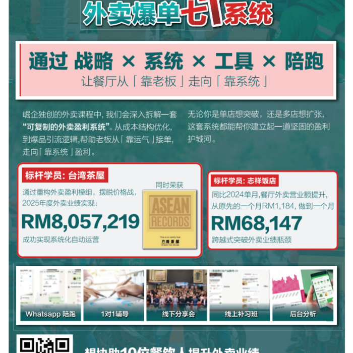 2026 所有大马餐饮人都必学的 外卖爆单七T系统