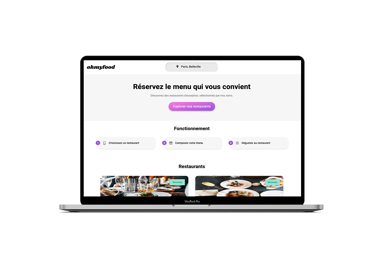 site ohmyfood Mockup macbook.
