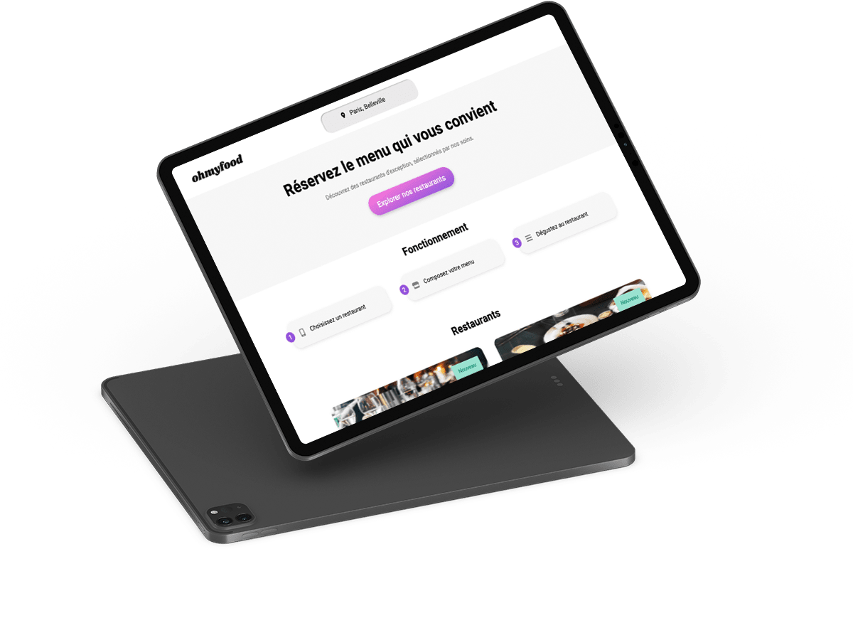 site ohmyfood Mockup ipad.