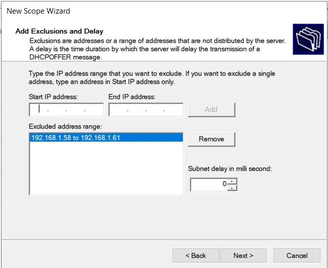 DHCP Server Add Exclusions Delay