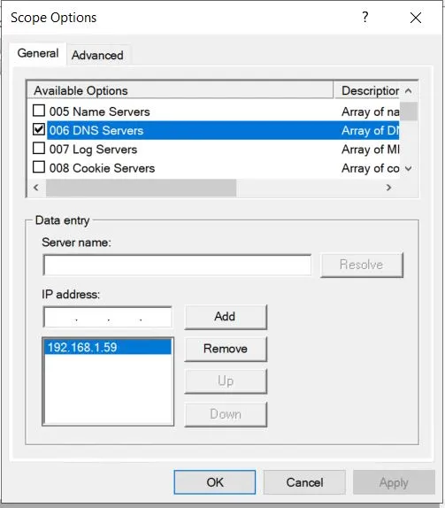 DHCP Server DNS
