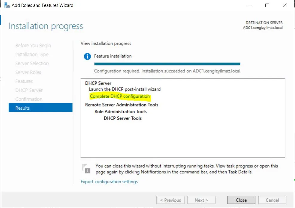 DHCP Complete configuration