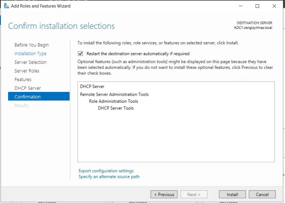 DHCP Server Install