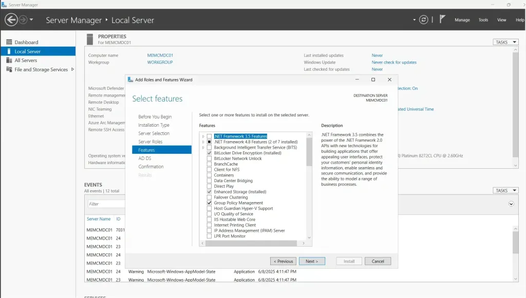 Server Manager Features