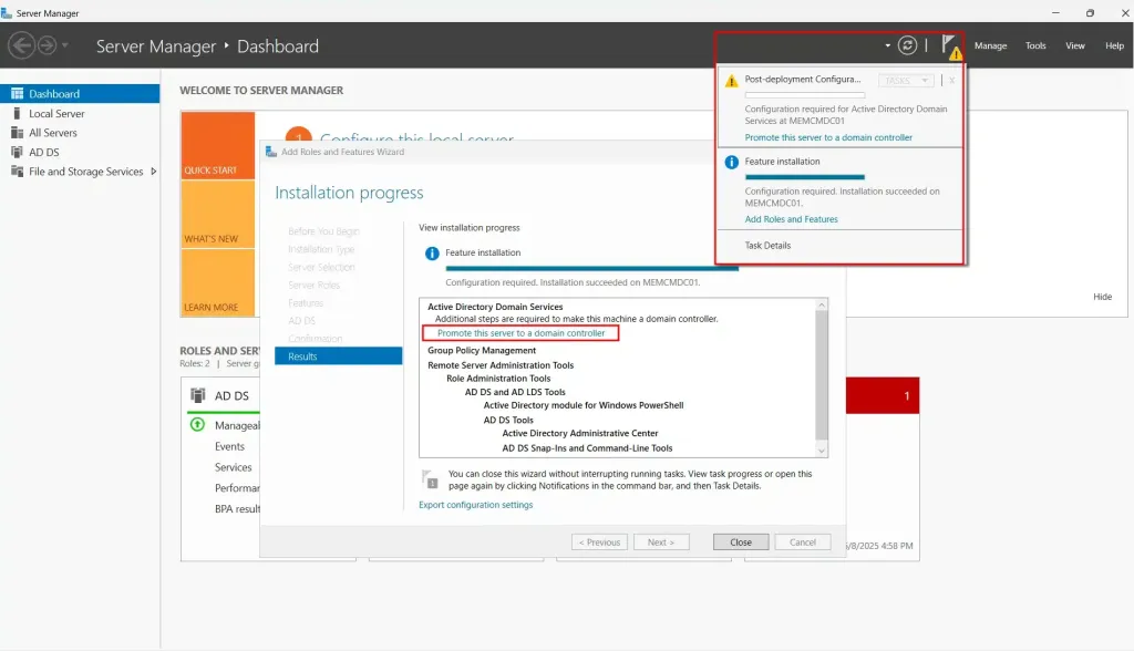 Promote this server to a domain controller