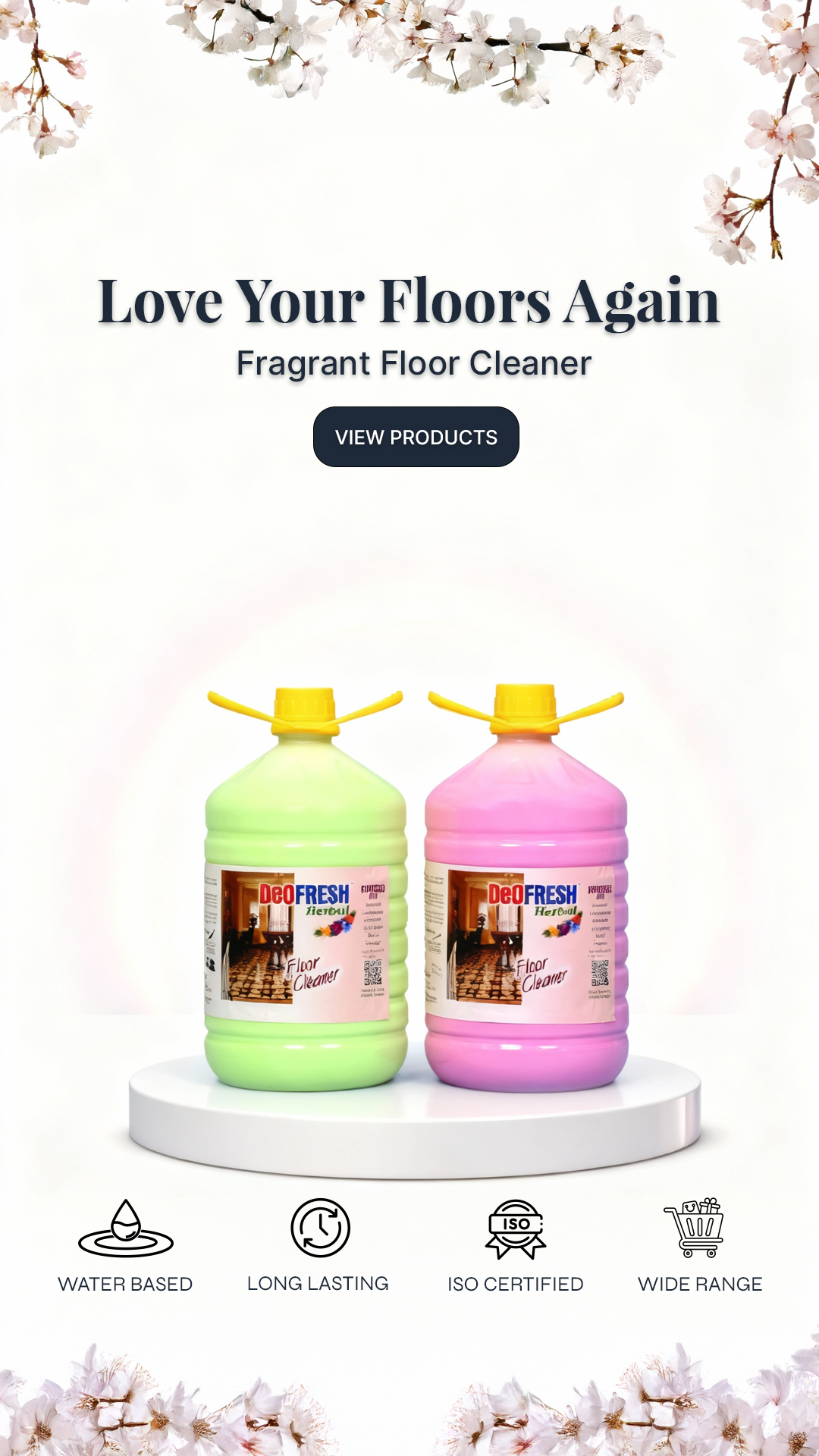 Deofresh Herbal Floor Cleaner - Herbal floor cleaner for all floor types with natural ingredients. Click to view product details.