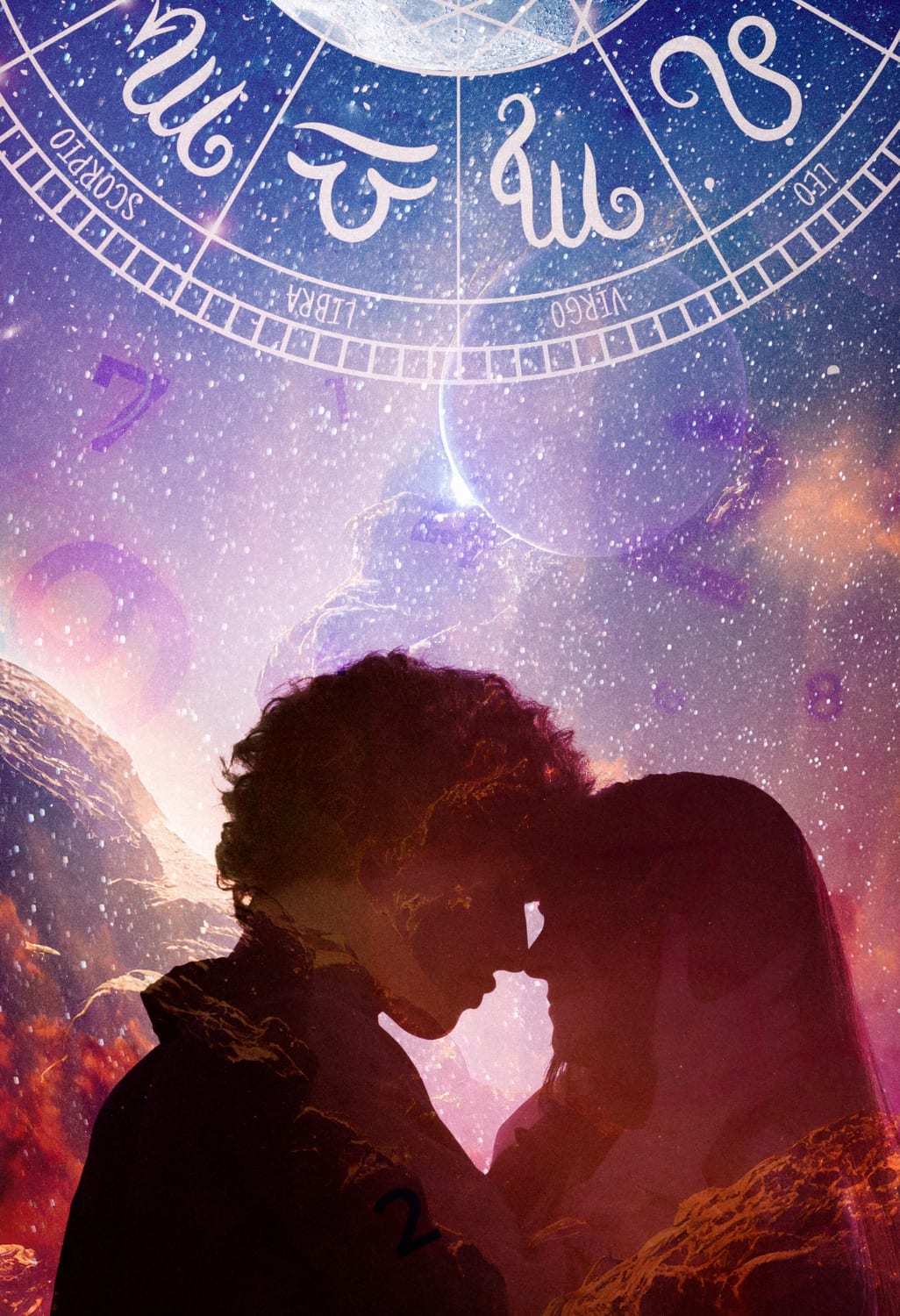 Couple and the zodiac wheel