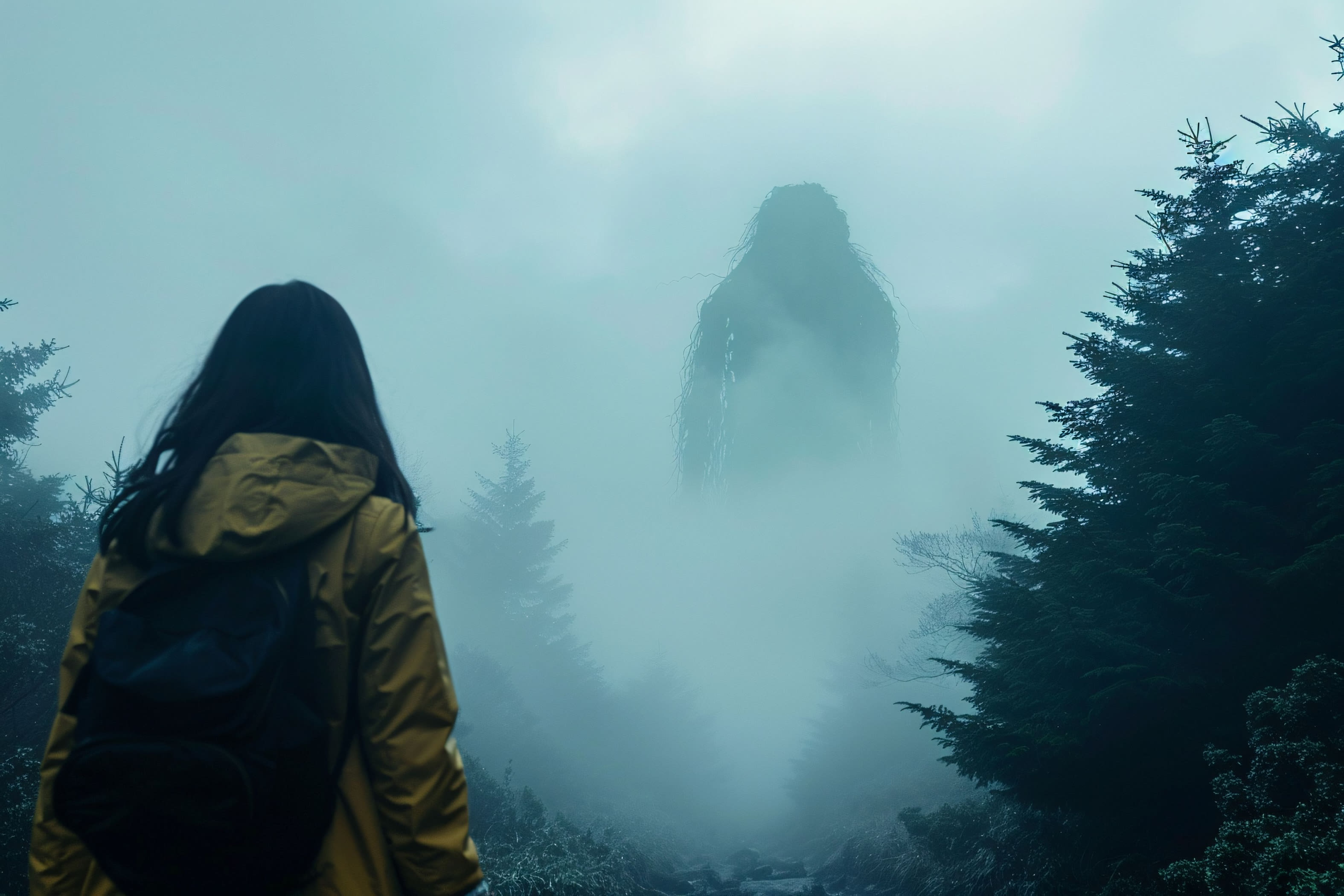 dark style aokigahara forest.