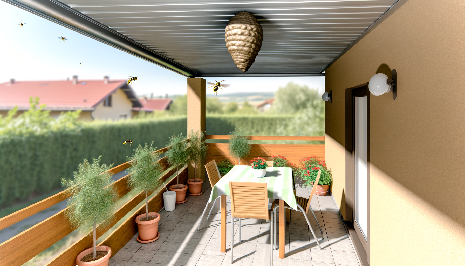 Nid de guêpes sur terrasse : identification et prévention Identification d'un nid de guêpes sur terrasse
