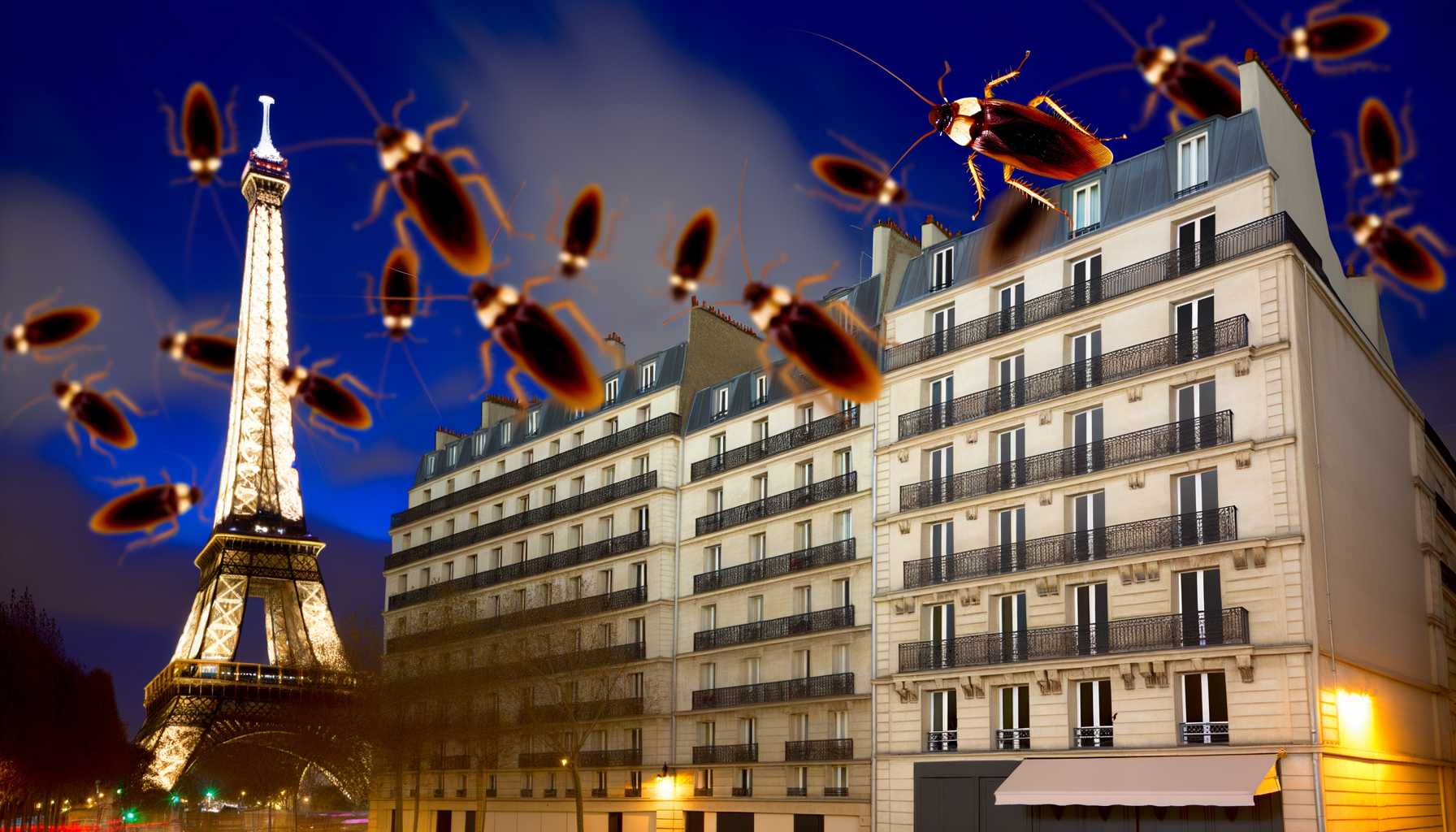 Cafards dans les coins sombres, un fléau à Paris. Cafards dans les immeubles parisiens, un problème de santé publique.
