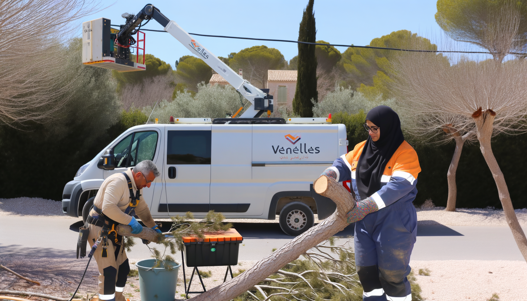 Équipe d'élagage à Venelles en activité. Professionnels de l'élagage à Venelles.