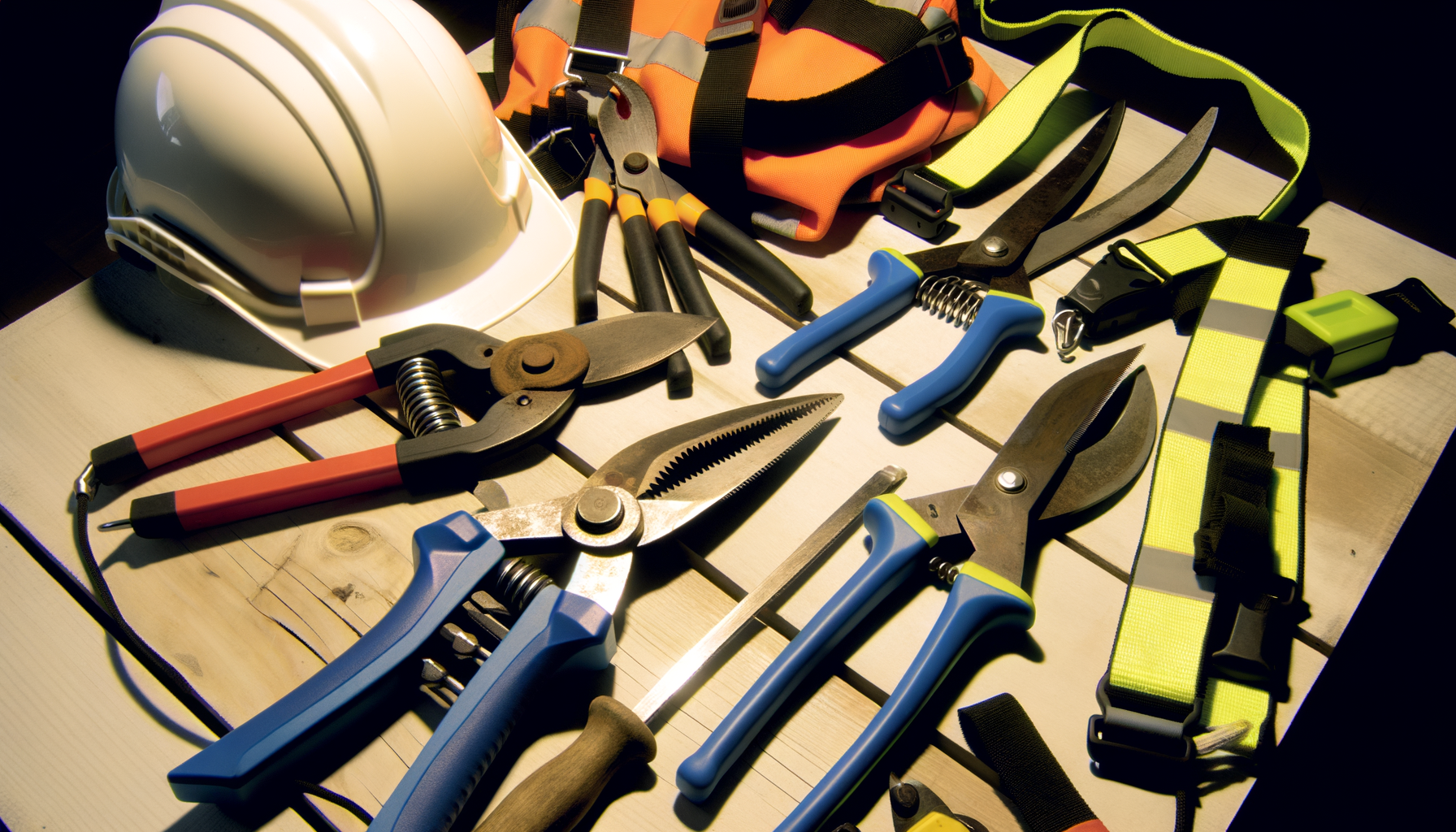 Équipements professionnels utilisés par nos élagueurs Outillage d'élagage professionnel.