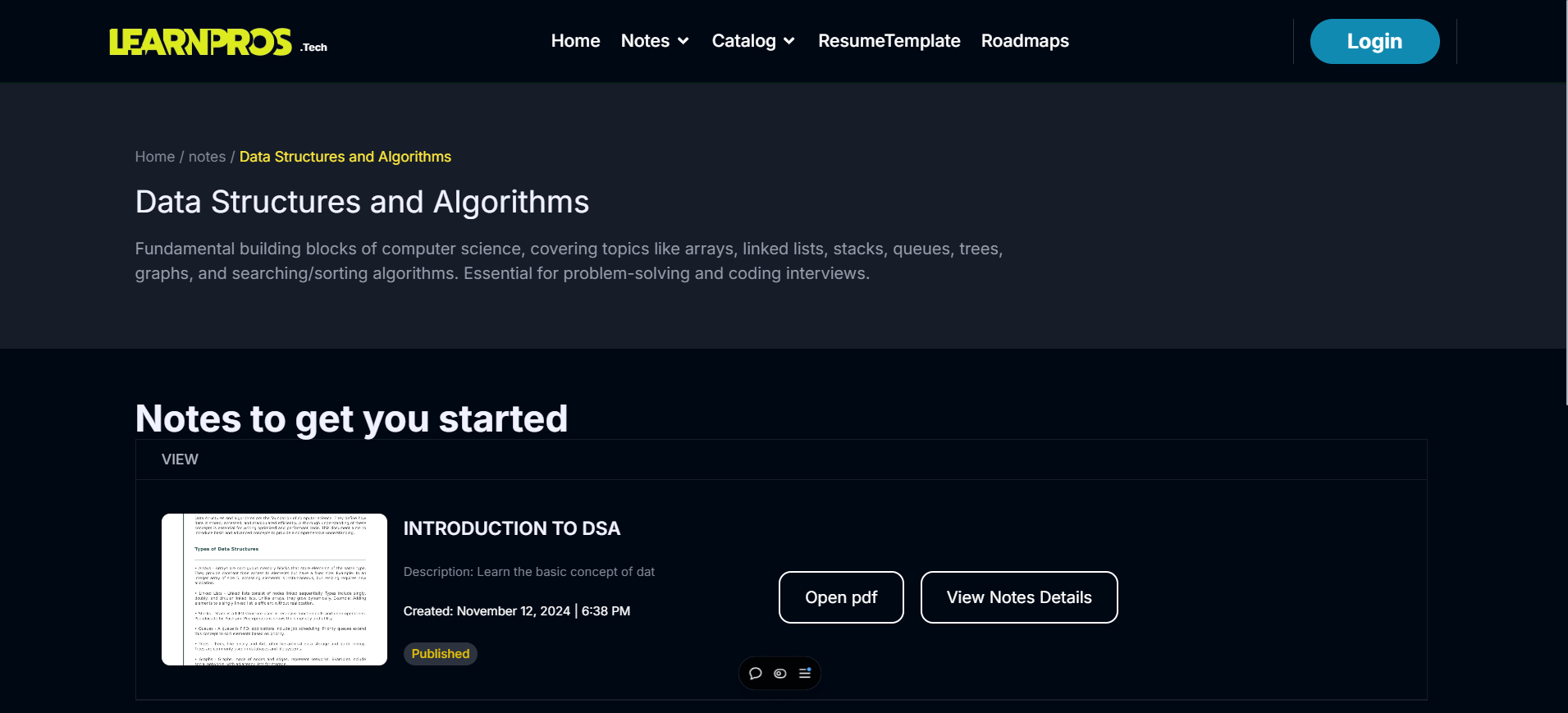 LearnPros Courses Section