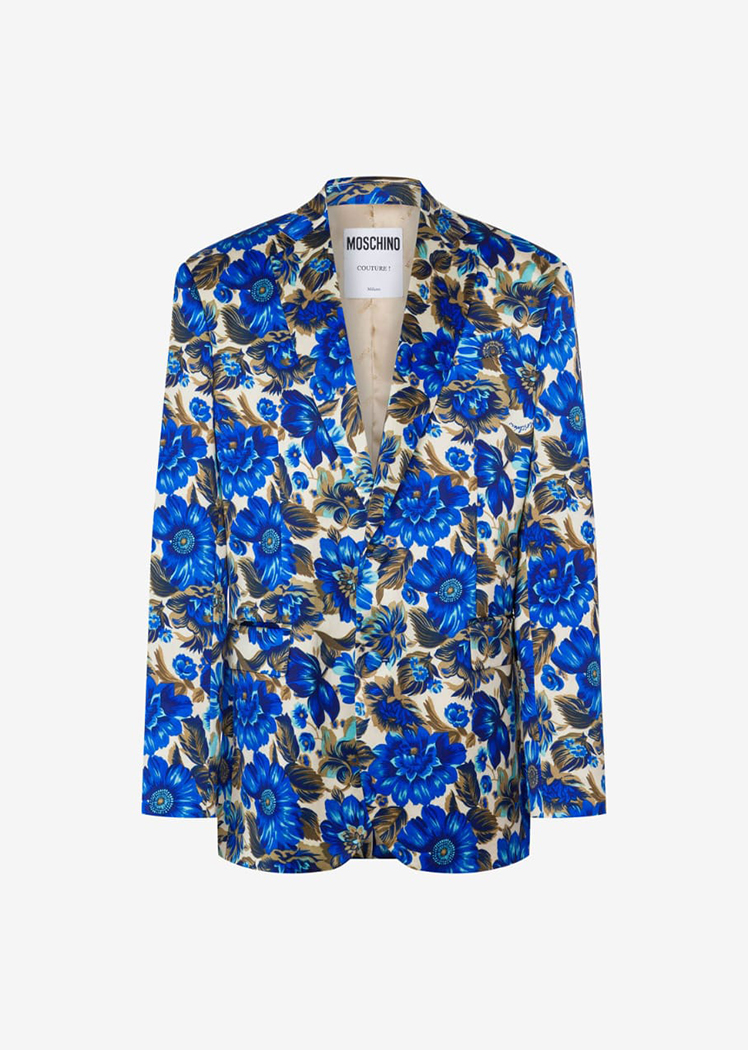 Allover Blue Flowers cotton and viscose jacket